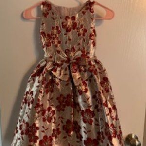 $30 Girls Hi Low Brocade Dress With Bow (NWT)